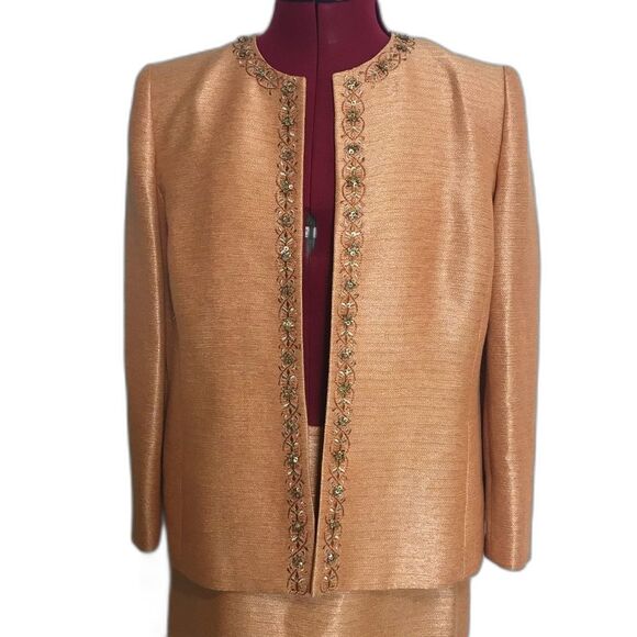 Kasper Skirt Suit Women's Size 6 Peach Metallic 2-Piece Set Skirt & Blazer - Picture 11 of 11